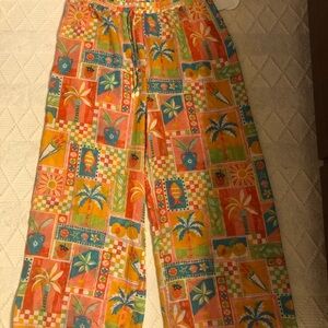 Violet Kay Tropical Print Pants New 100% Cotton